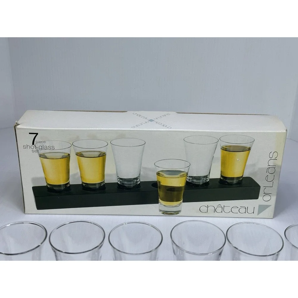 7 Piece HOME ESSENTIALS CHATEAU ORLEANS Shot Glass Set New in Box